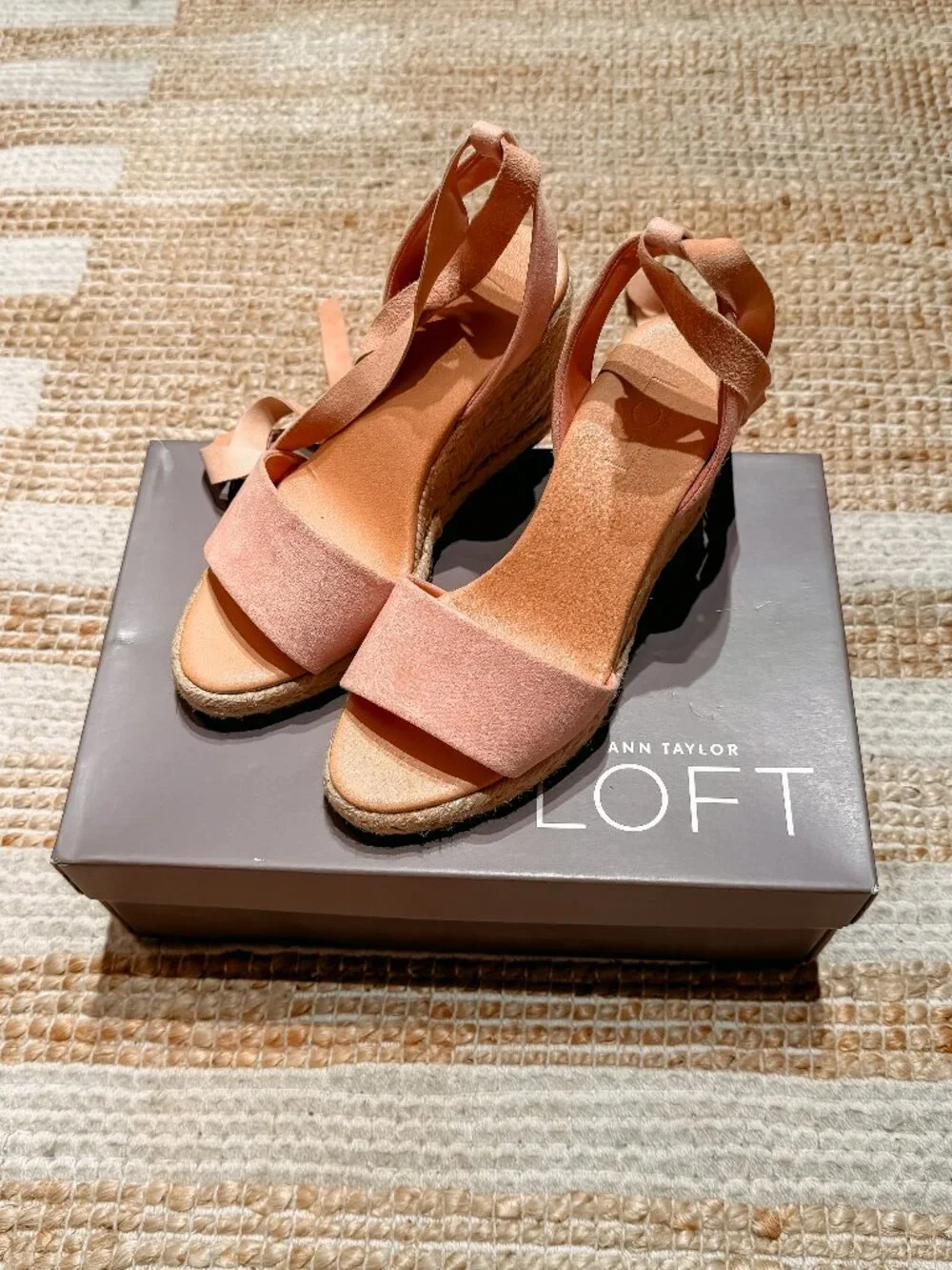 LOFT Espadrille Wedges with Ankle Straps in Rose